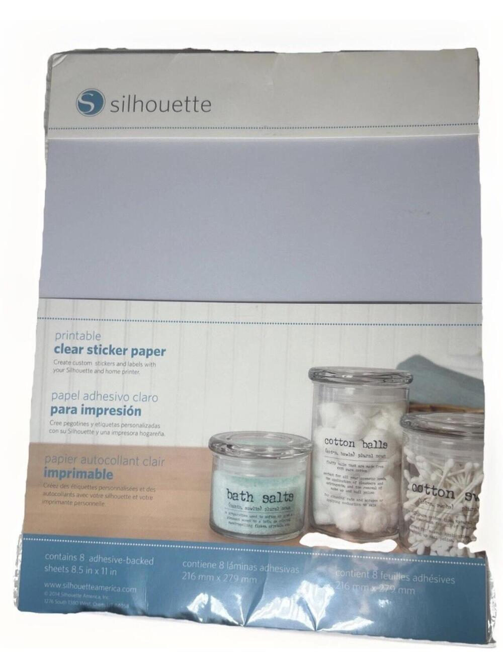 Silhouette Media Printable Clear Sticker Paper Custom Stickers 8.5”x11”